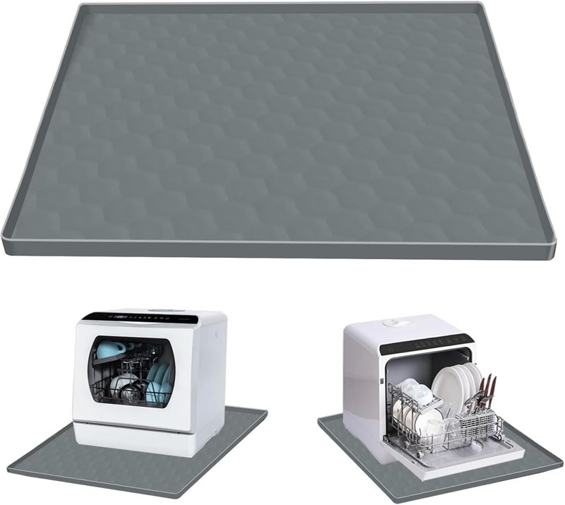 MiToBeLe Dishwasher Drain Pan Mat,24''x20'' Dishwasher Drip Tray with Raised Edge,Non-Slip Silicone Dishwashers Drain Pan Floor Mat,Anti-Leakage Dish Washer Tray for Mini Dish Washers( - Image 1